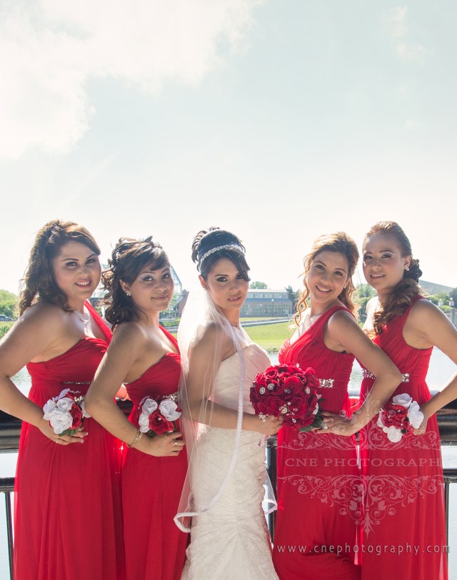 Indianapolis Downtown Wedding ~ Alondra + Edwin, red bridesmaid dresses